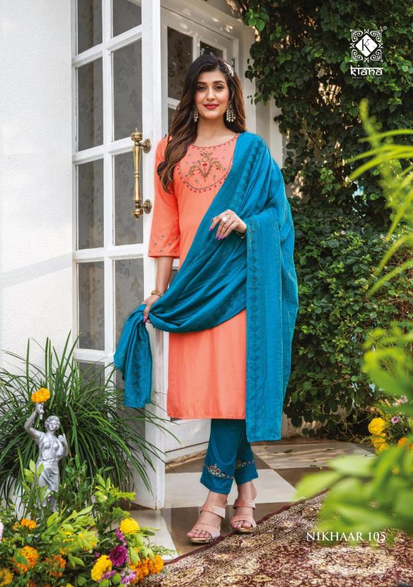 Kiana Nikhaar Festival Wear Kurti Pant And Dupatta Collection